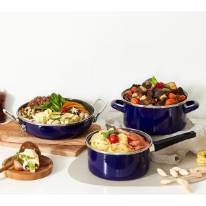 독일 콕스타 비엔나블루 법랑 인덕션 용 범랑냄비 솥밥 주물 무연마제 양수냄비 16CM