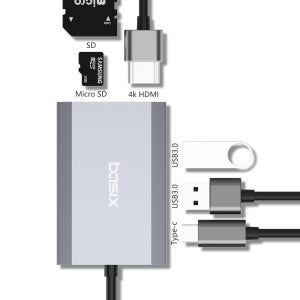 베이식스 엠 미니 C타입 멀티 허브 6in1 USB 3.0 맥북 프로 에어 hdmi 4k