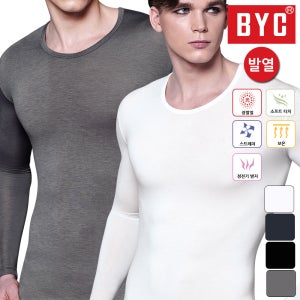 BYC 남성 긴팔 상의 발열 내의 빅사이즈 95-110 보디히트 기능성 라운드 겨울 내복