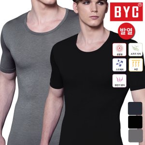 BYC 남성 반팔 상의 발열 내의 빅사이즈 95-110 보디히트 기능성 라운드 겨울 내복