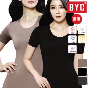 BYC 여성 반팔 상의 발열 내의 빅사이즈 85-100 보디히트 기능성 라운드 겨울 내복