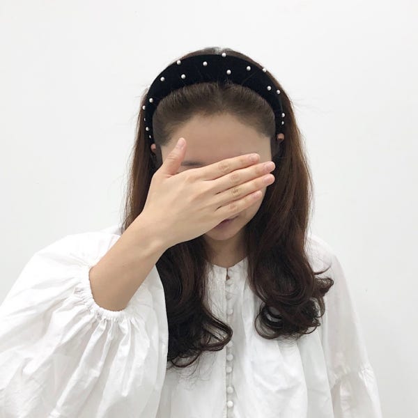 도톰 벨벳 새틴 진주 두꺼운 볼륨 헤어밴드 머리띠