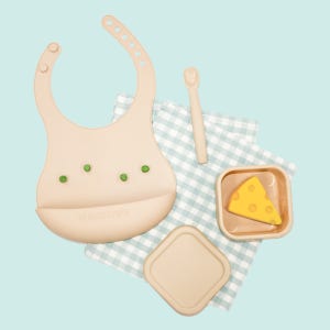 홍스파파 실리콘 초기 이유식기 세트 / 턱받이 스푼 아기볼