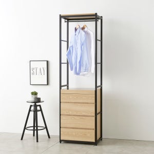 원룸옷장 디엘르 켈리 606 4단서랍 시스템 행거옷장