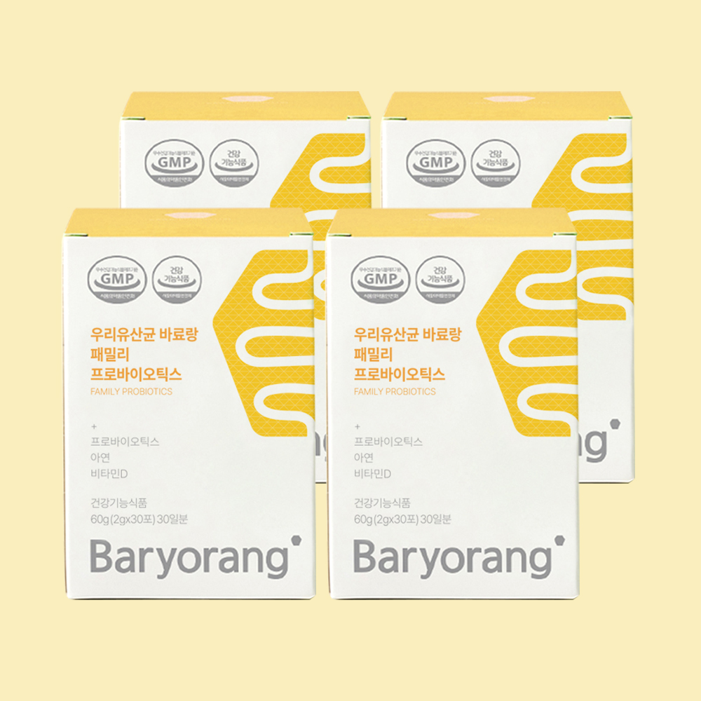 바료랑 패밀리 온<b>가족 유산균</b> 신바이오틱스 30포, 4개