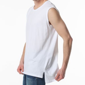 남녀공용 레이어드 이너 오버핏 무지 라운드 민소매 티셔츠 S-4XL