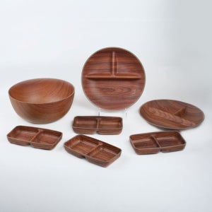 우드 접시 나눔 세트 7P 캠핑 나무 식기 찬기 나무 그릇