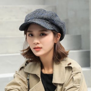 1986 체크베레모 여성모자 가을모자 무지 빵모자 팔각모