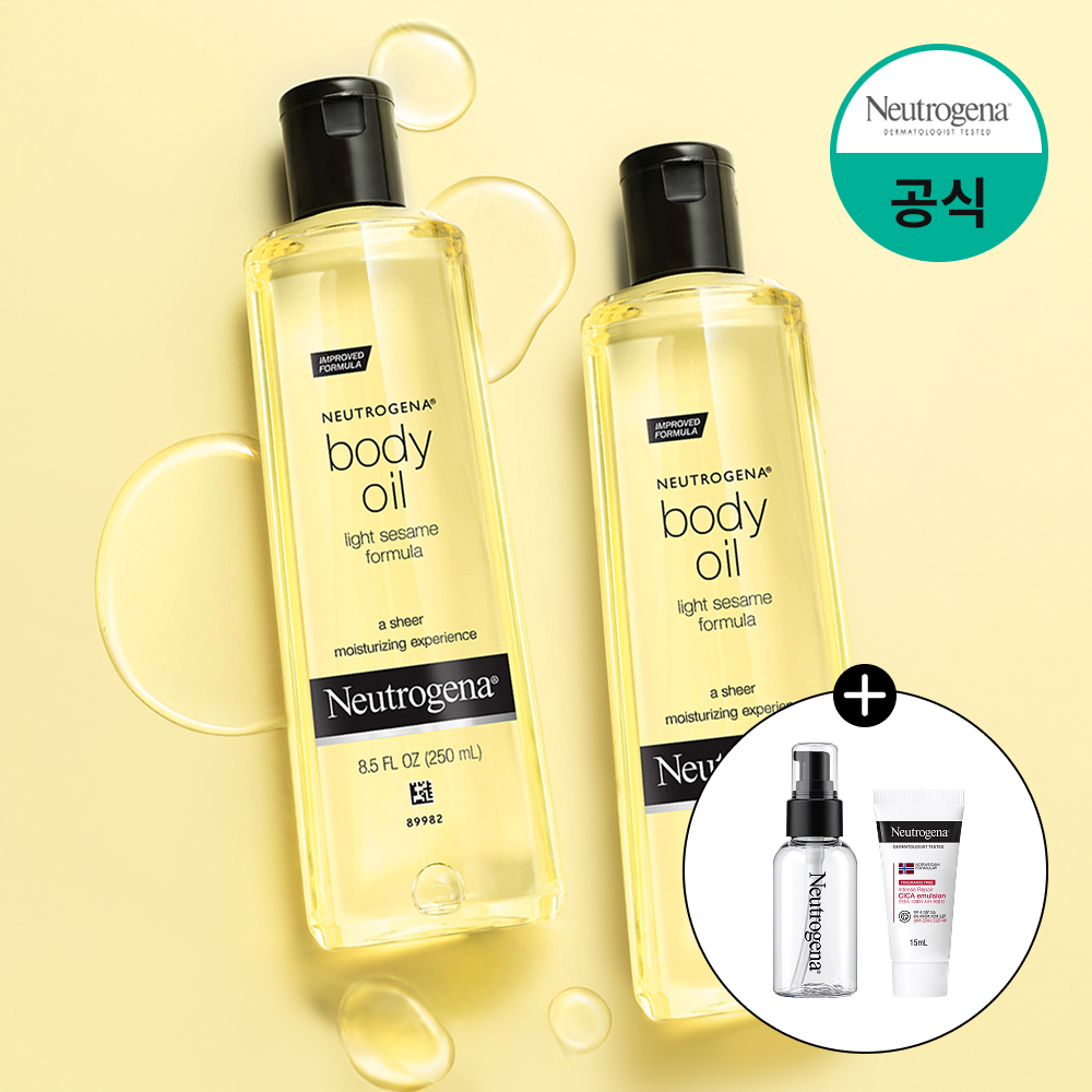 +공병 뉴트로지나 마사지오일 끈적임없는 바디오일 플로럴, 250ml, 2개