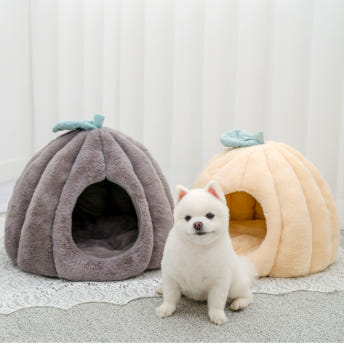 강아지 하우스 고양이 숨숨집 침대 애견 텐트 파워쿠션 호박 중형