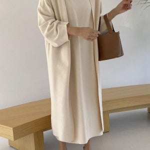 부드러운 여리 루즈핏 퍼프 롱 니트 로브 벨트 가디건 봄 가을 겨울 임산부