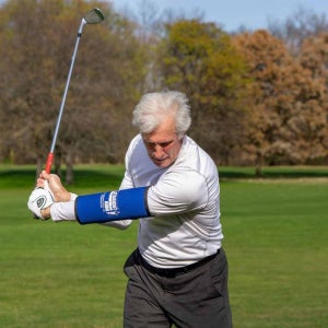 스트레이트암 골프스윙연습 팔꿈치 스윙아크 자세교정기 연습도구 용품 스윙기