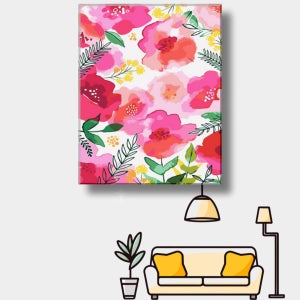 DIY명화그리기세트 I48 명자나무 꽃 정물화 따라그리기 캔버스페인팅 그림 아크릴 유화