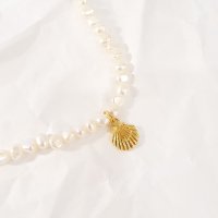 16K gold clam pearl necklace 조개 펜던트 담수 진주 목걸이