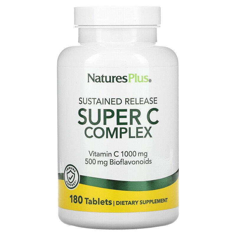 Nature’s Plus 슈퍼 비타민C 컴플렉스 180타블렛 바이오플라보노이드 함유