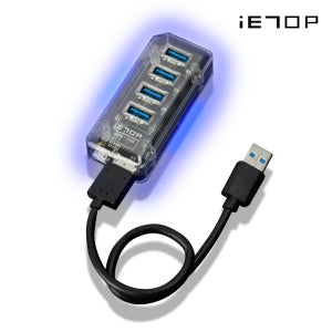 이탑 U3-36 USB3.1타입 LED 유전원허브 4포트 데이터전송전용 초고속 아크릴재질 플러그플레이 인터페이스 휴대용 태블릿 스마트폰 외장하드 노트북 다양한 기기호환