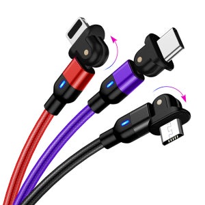 180도 회전 고속 충전 USB케이블 90도 꺽임 퀵차지 애플 8핀 5핀 C타입