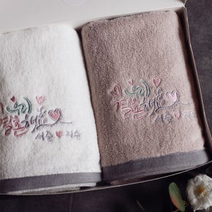 결혼답례품 웨딩수건 2매세트 150g30수