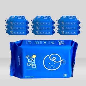 [안심이다 물티슈 휴대용] 더 안심이다 항균 물티슈 휴대용 20매입 x 10개