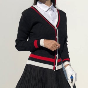 로로얼로이 여성 골프니트 가디건 꿀벌 브이넥 간절기 골프복 여성골프웨어