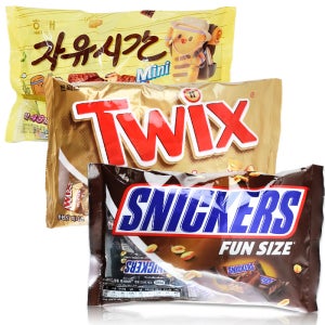 자유시간미니480g + 트윅스미니스 500g + 스니커즈 펀사이즈 500g,대용량 초코바