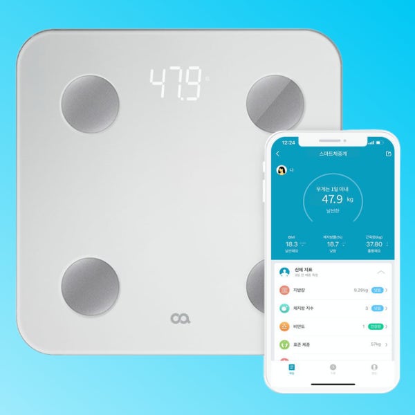 오아 디지털 LED 스마트 체지방 체중계 정확한 몸무게 전자 저울 C타입 충전