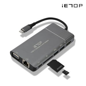 이탑 ET-M5000 C타입 멀티커넥터 유전원허브 올인원 VGA USB3.0 2포트 HDMI TF리더기 랜케이블 오디오 AUX 내장 휴대용 컨버터 삼성덱스 스마트폰 PC 유튜브