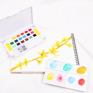 수채화 고체 물감 팔레트 워터브러쉬세트 12색 18색