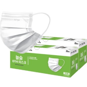 [60매] KF94 늘숨 일회용 덴탈 마스크 대형 국산 3중필터