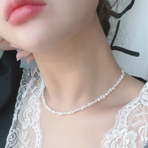 모브 미니 데일리 초커 못난이 천연 담수 진주 목걸이 2mm/3mm/4mm