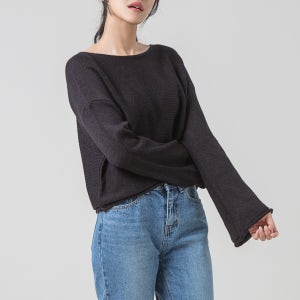 [특가세일/원가이하] 크롭 보트넥 입술넥 루즈핏 니트 티 (아이디)