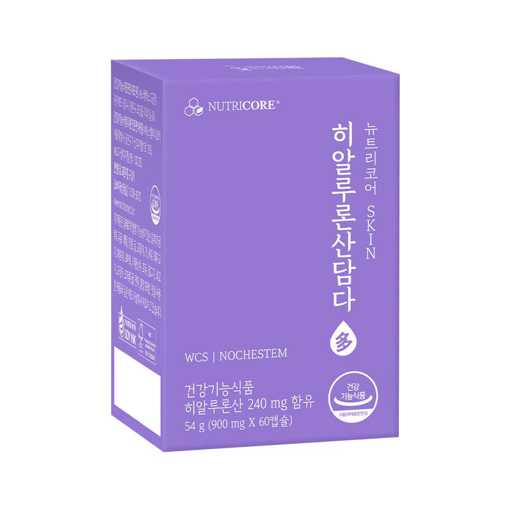 뉴트리코어 WCS 히알루론산담다 먹는 히알루론산 영양제 1박스 (900mg x 60캡슐)