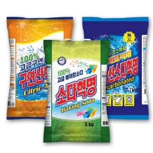 국민세제 다목적 세정제 3종 베이킹+과탄산+구연산 베이킹소다