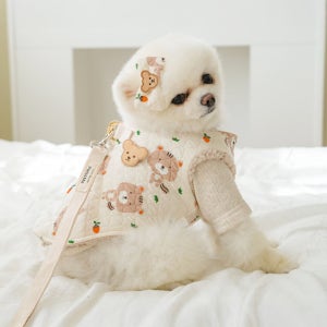 펫츠앤미 다람쥐 강아지 양털조끼 고양이 하네스조끼 겨울옷 아우터 베이지 XS