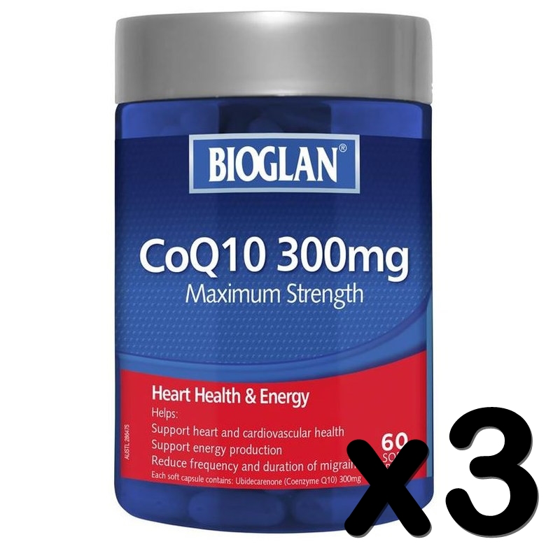 <b>바이오글랜</b> 코엔자임Q10 300mg <b>심혈관</b>건강 60캡슐-3개묶음 Bioglan CoQ10