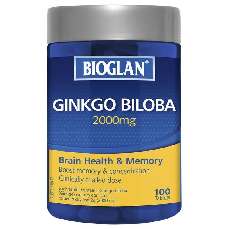 <b>바이오글랜</b> 징코 Biloba 2000mg <b>혈액순환</b> 집중력 뇌건강 100정 Bioglan