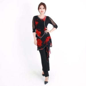 LDSET2300 빨강라인댄스복 스포츠댄스복