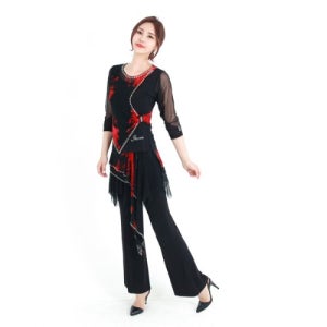 LDSET2100 빨강라인댄스복 스포츠댄스복