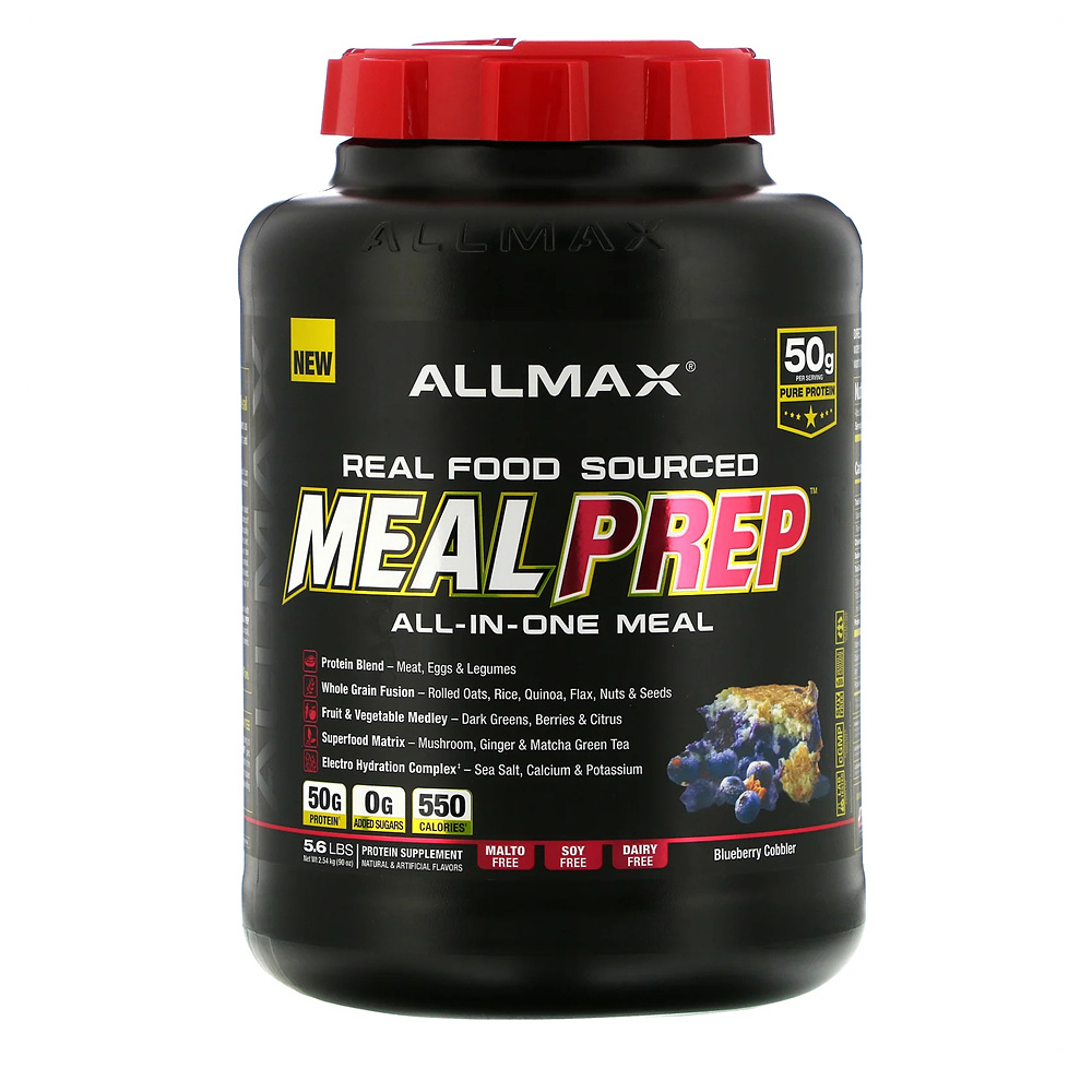 ALLMAX Nutrition 올맥스뉴트리션 리얼푸드소스 <b>MEAL</b> <b>Prep</b> <b>올인원 밀 블루베리 코블러</b> 5.6 lb (2.54 kg)