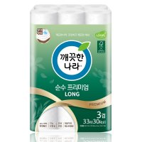 깨끗한나라 순수프리미엄 화장지 3겹33m30롤 두루마리휴지 물에잘녹는 무형광