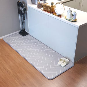 삼바텍 1+1 15T 다용도 PVC 주방매트 폭50x200cm 헤링본그레이 욕실 현관발매트