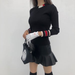 로로얼로이 여성 골프니트 긴팔 넥 소매 포인트 골지 라운드 니트 골프복 여성골프웨어