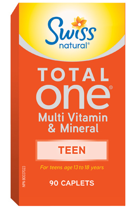 <b>스위스</b>내츄럴(<b>Swiss</b> Natural) Total One® Teen 멀티비타민 &amp; 미네랄 90 Caplets