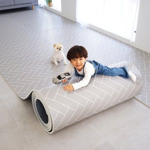 삼바텍 PVC 15T 시공 매트 헤링본그레이 층간소음 방지 놀이방매트 3M