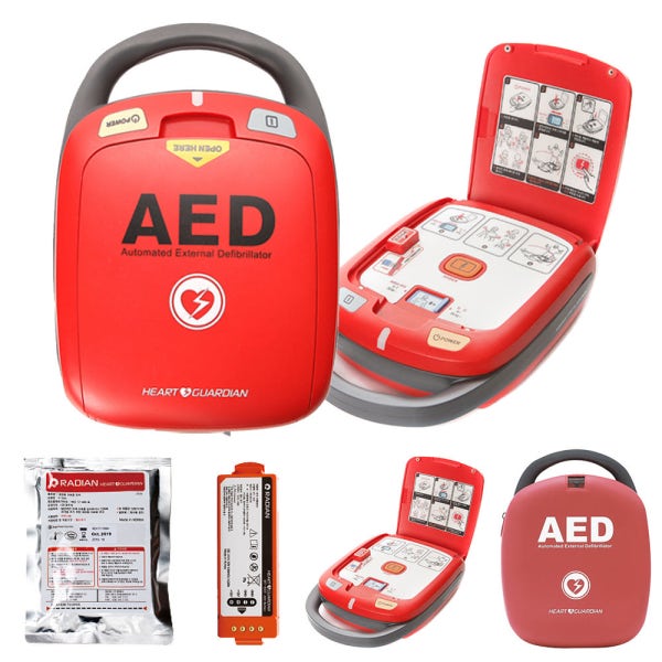 라디안 심장 제세동기 HR501 본품 세트 AED 자동 심장충격기 휴대용 제세동기