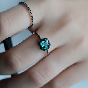 실버 925 시베리안 쿼츠 그린 원석 반지