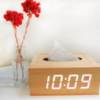 인테리어 LED 디지털 탁상시계 티슈케이스