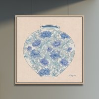 김경희 작가 아름다운 현대민화 달항아리 chrysanthemum Blue