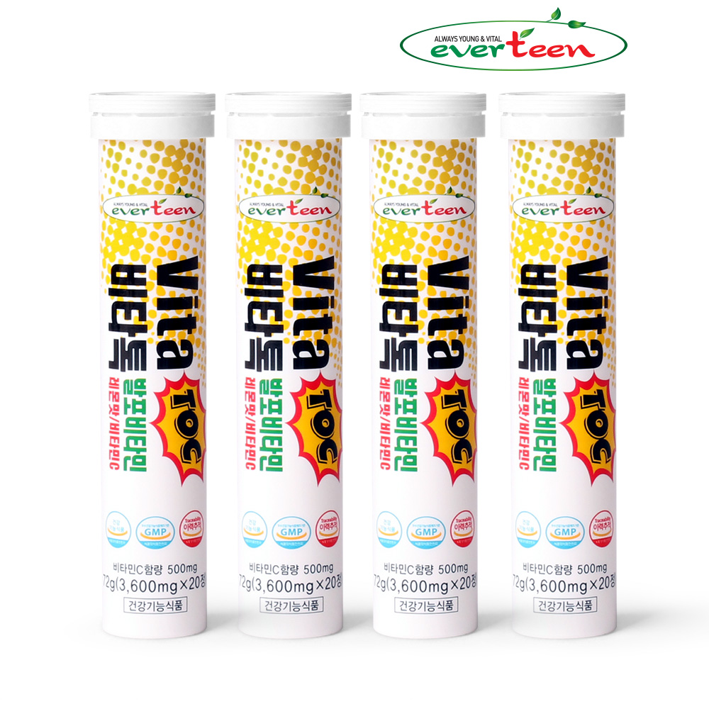 에버틴 비타톡 발포 비타민C 레몬맛 3600mg 20정, 4개