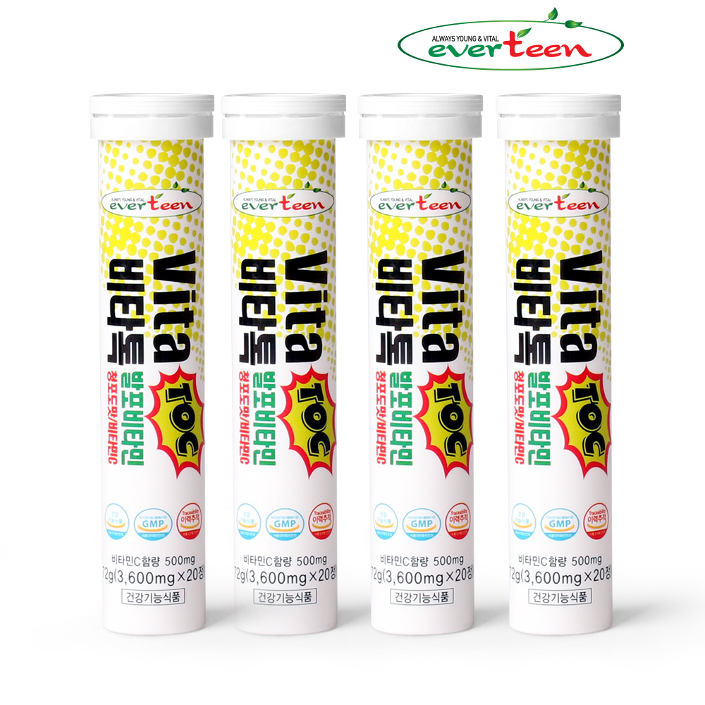 에버틴 비타톡 발포 비타민C 청포도맛 3600mg 20정, 4개